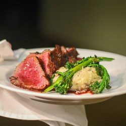 Rare Steak Sliced with Veggies Plate