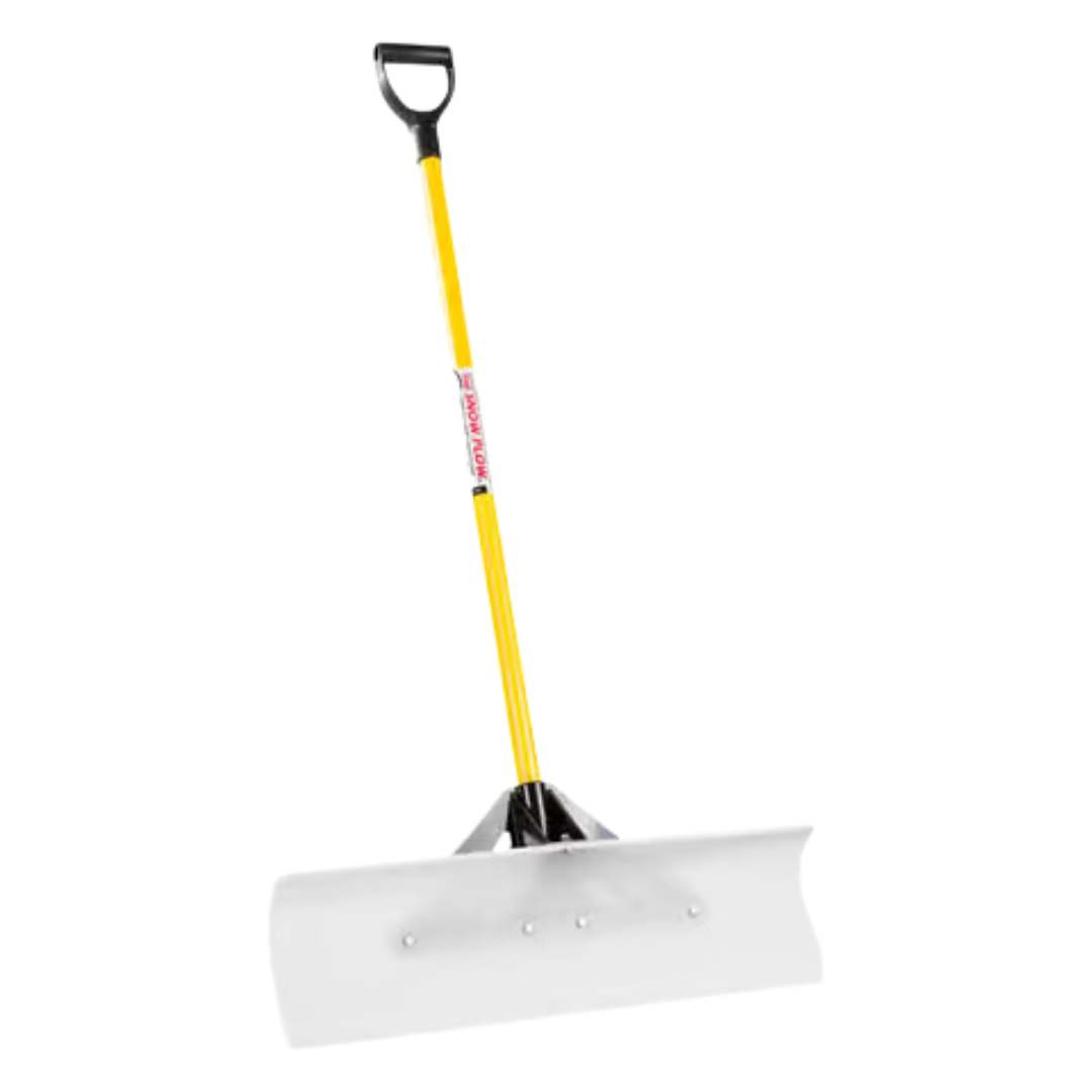 the snow plow snow pusher shovel - yellow handle snow shovel