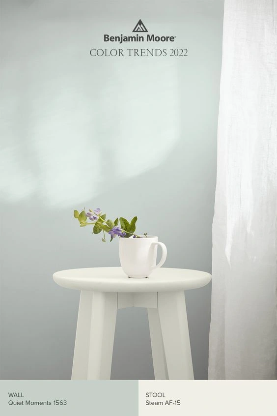 bathroom wall painted in quiet moments by benjamin moore