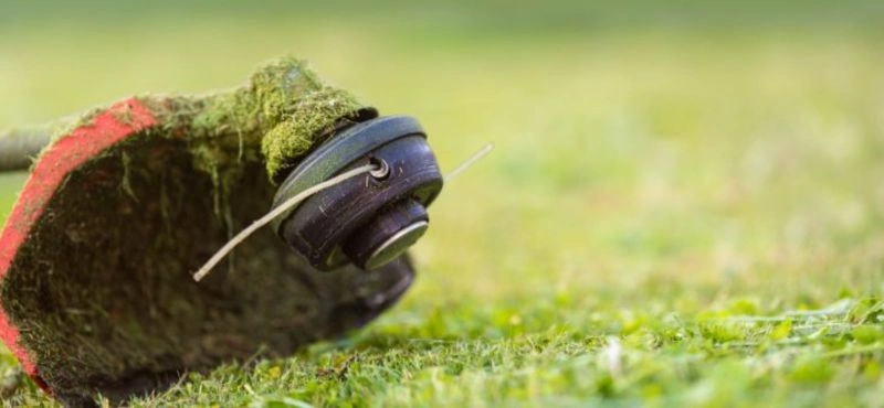 close up of weed wacker blade