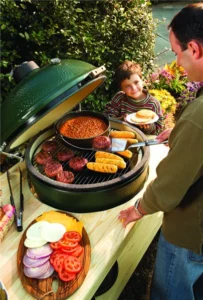 cooking for a family gathering in bozeman montana with a big green egg