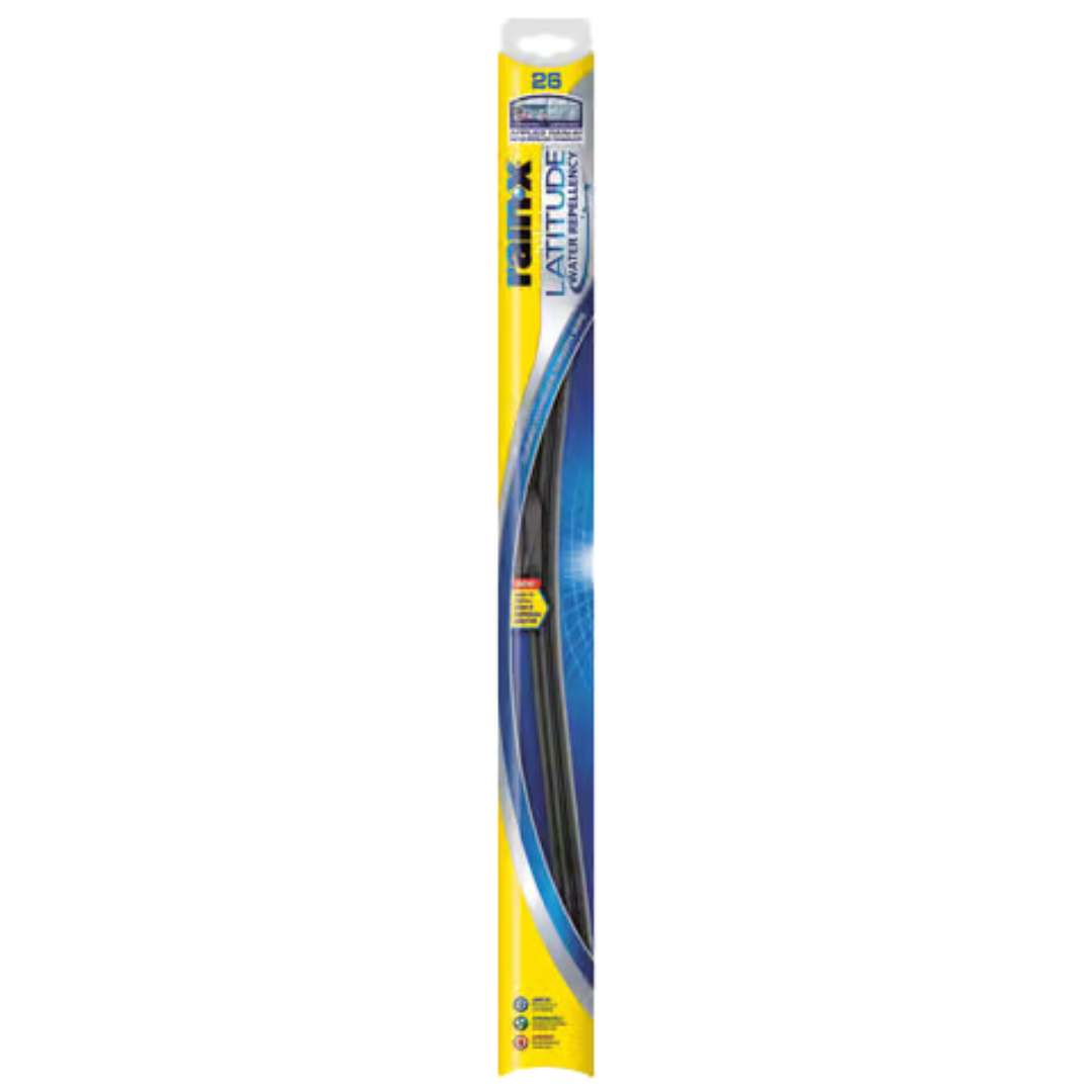 yellow and blue package with windshield wiper blades in it